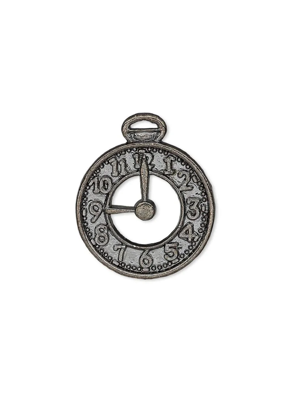 10 Gunmetal Black Pewter 25x21mm Flat Pocket Watch Clock Face Charms Pendants